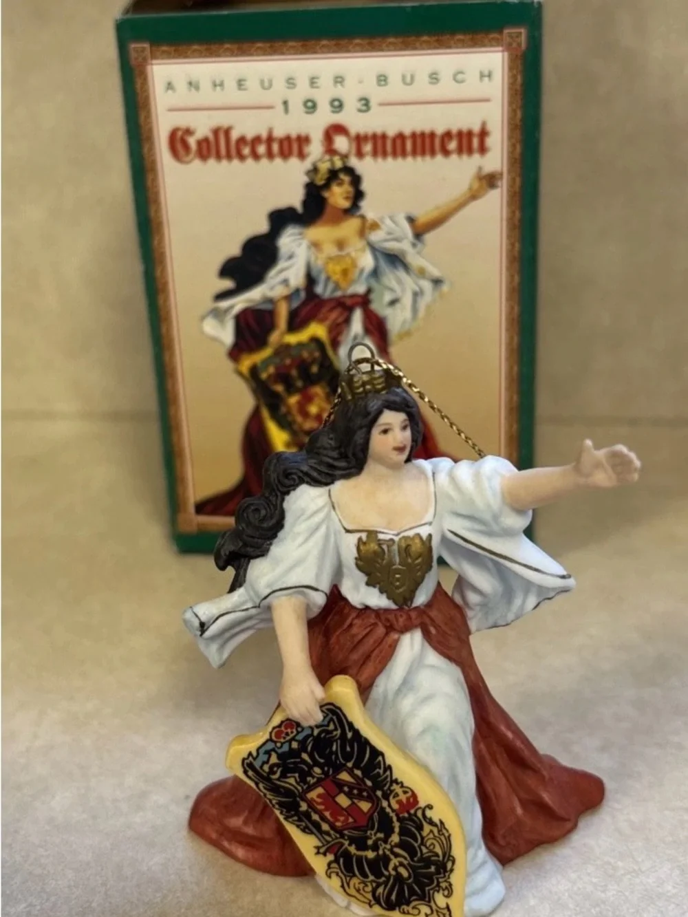 1993 Anheuser Busch Budweiser Lady Christmas Ornament Vintage New With Box